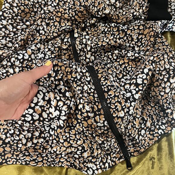 Free People Movement Light Jacket Women Small Leopard Animal Print Hooded Zip Up - Picture 14 of 16